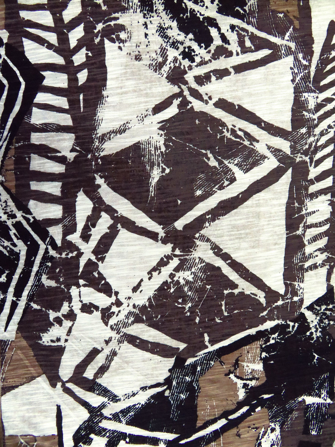 Dark Brown/Brown/White 100% Rayon  Abstract Print Slubbed Tissue Jersey Knit 58W