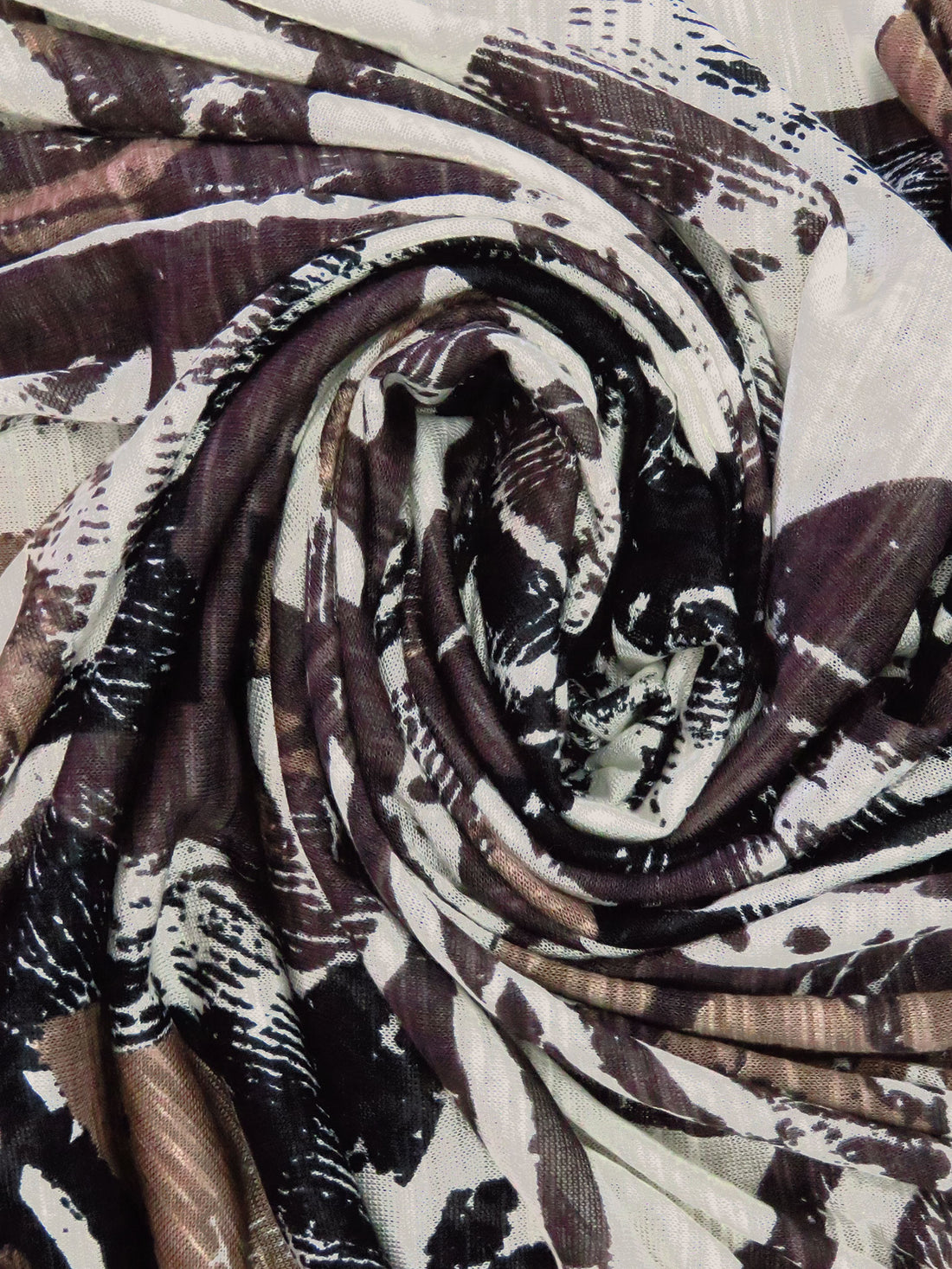 Dark Brown/Brown/White 100% Rayon  Abstract Print Slubbed Tissue Jersey Knit 58W