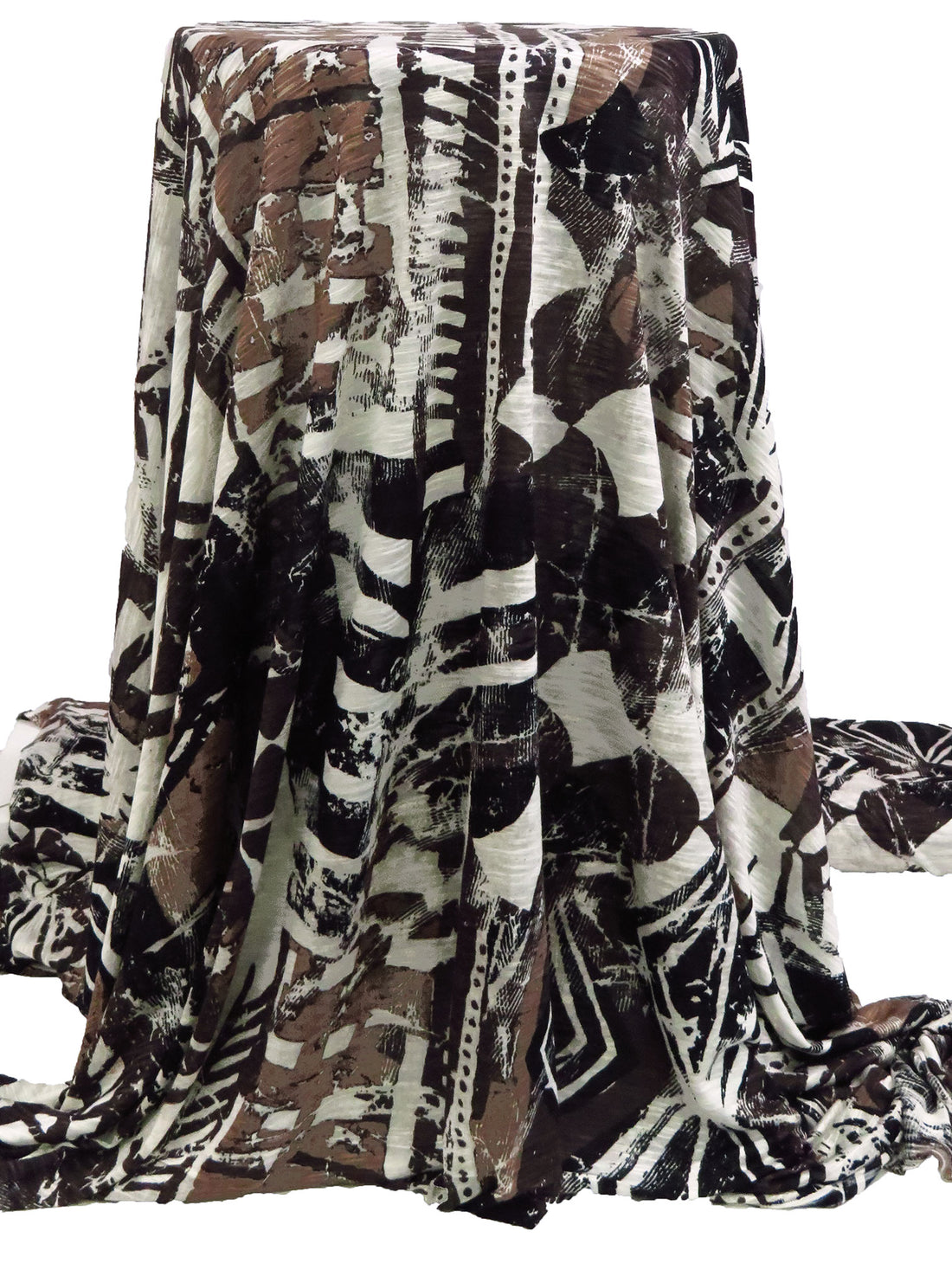 Dark Brown/Brown/White 100% Rayon  Abstract Print Slubbed Tissue Jersey Knit 58W