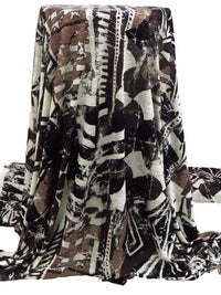 Dark Brown/Brown/White 100% Rayon  Abstract Print Slubbed Tissue Jersey Knit 58W