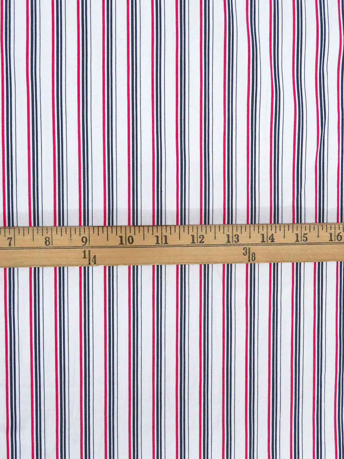 Violet Red/Deep Blue/White Cotton Polyester Vertical Stripe Weave Shirting 59W