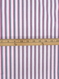 Violet Red/Deep Blue/White Cotton Polyester Vertical Stripe Weave Shirting 59W