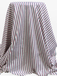 Violet Red/Deep Blue/White Cotton Polyester Vertical Stripe Weave Shirting 59W