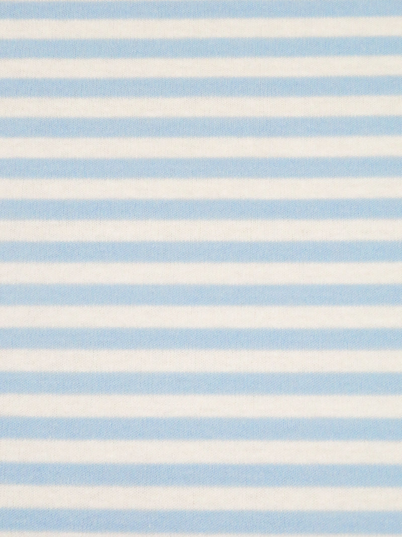 Beau Blue/White Cotton/Polyester Horizontal Stripe Weave Interlock Knit 60W