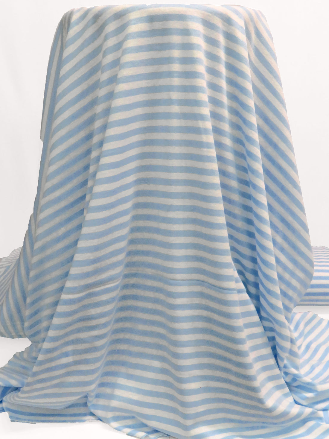 Beau Blue/White Cotton/Polyester Horizontal Stripe Weave Interlock Knit 60W