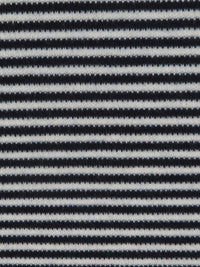 Muted Black/Off-White Cotton/Polyester Horizontal Stripe Interlock Knit 60W