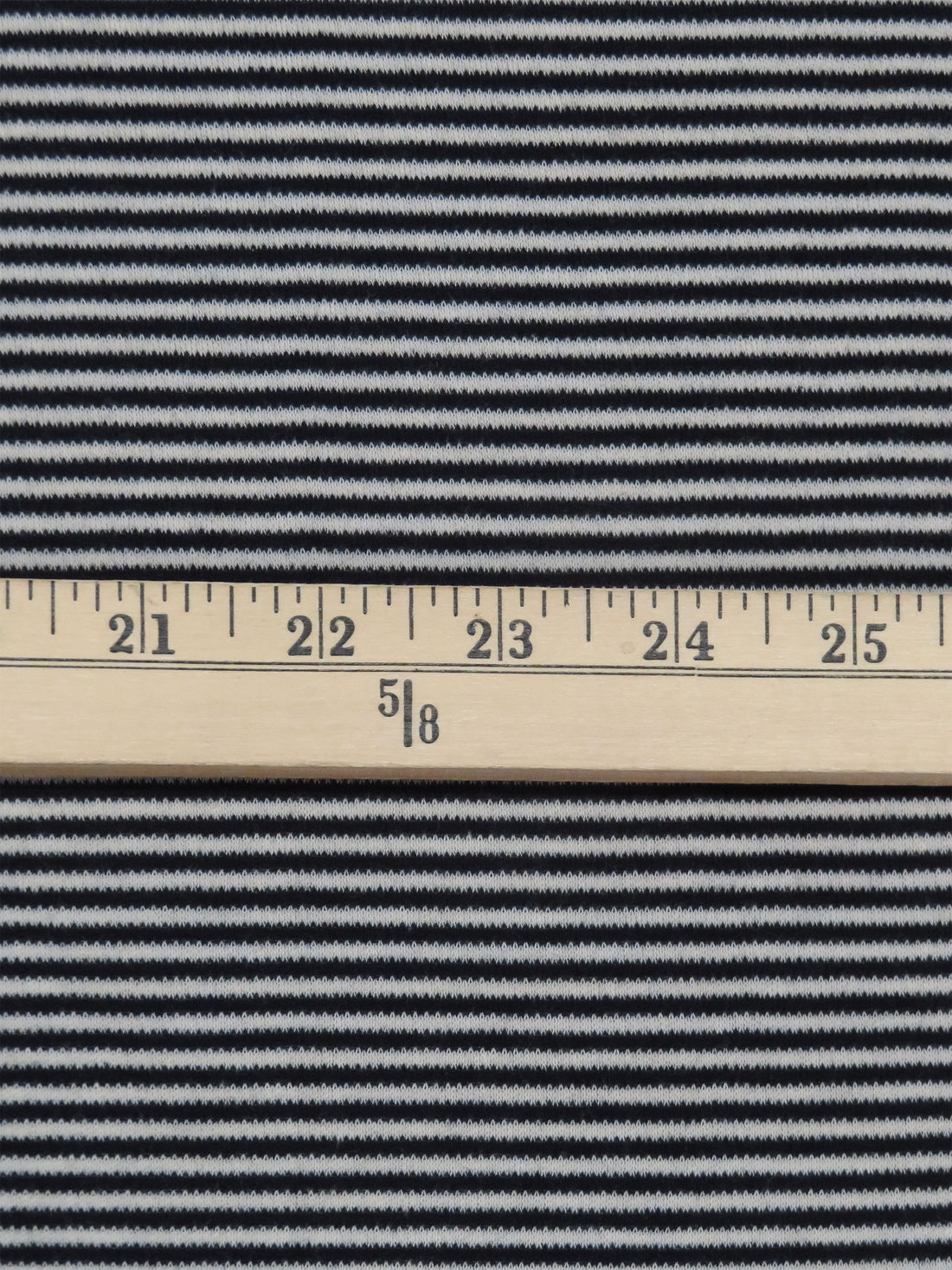 Muted Black/Off-White Cotton/Polyester Horizontal Stripe Interlock Knit 60W