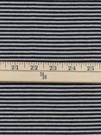 Muted Black/Off-White Cotton/Polyester Horizontal Stripe Interlock Knit 60W