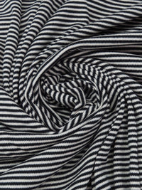 Muted Black/Off-White Cotton/Polyester Horizontal Stripe Interlock Knit 60W