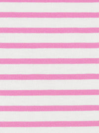 White/Bubblegum Pink Cotton/Polyester Horizontal Stripe Weave Jersey Knit 56W