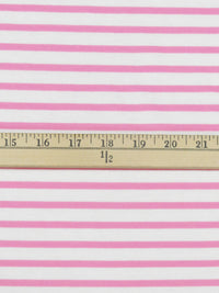 White/Bubblegum Pink Cotton/Polyester Horizontal Stripe Weave Jersey Knit 56W