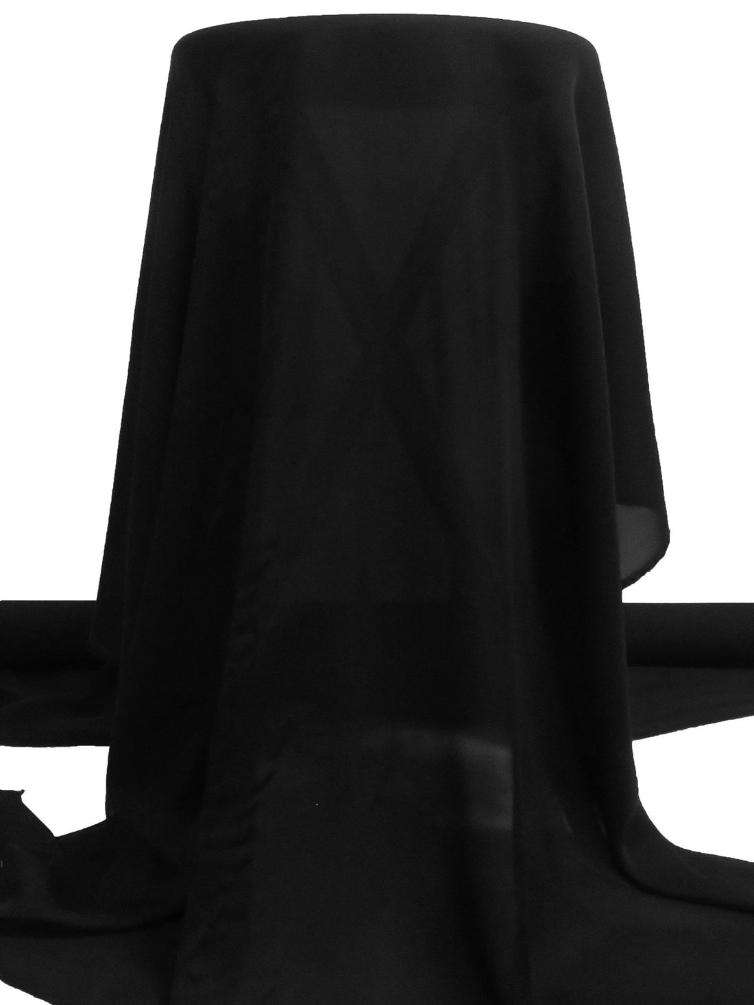 Pitch Black 100% Silk Double Georgette - NY Designer - 44W