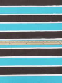 Espresso Brown/Bright Sky Blue/White Cotton/Lycra Horizontal Stripe Print Jersey Knit 60W