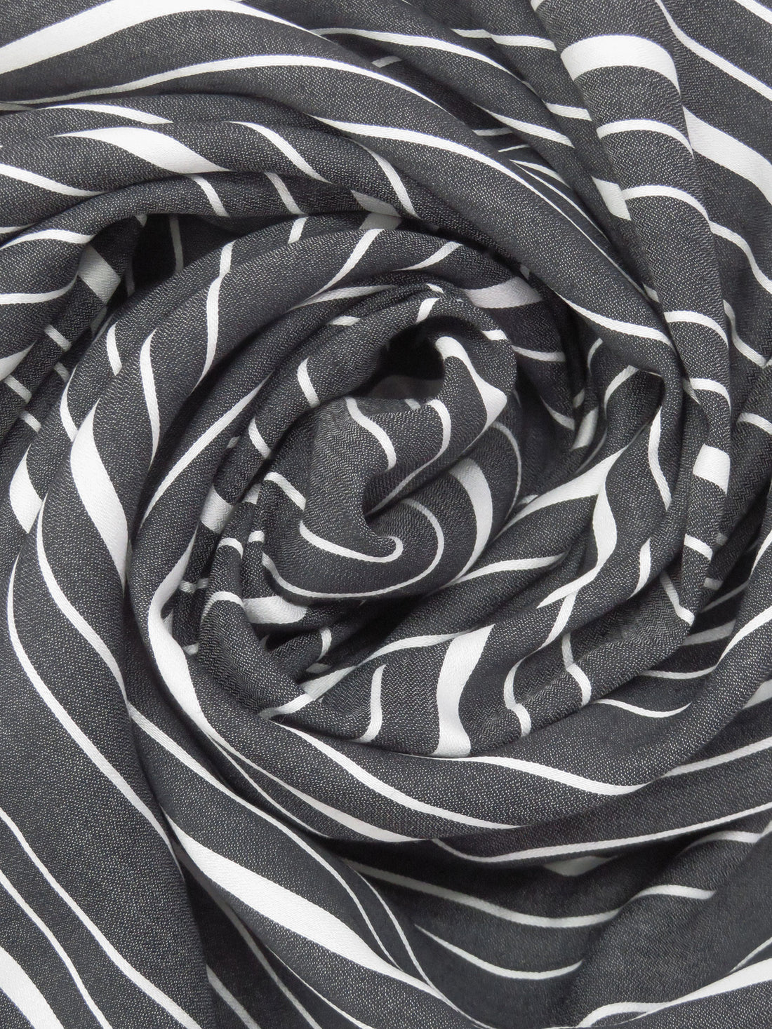 Black/White Rayon/Polyester Horizontal Stripe Weave Shirting - NY Designer - 61W
