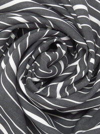 Black/White Rayon/Polyester Horizontal Stripe Weave Shirting - NY Designer - 61W