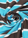 Espresso Brown/Bright Sky Blue/White Cotton/Lycra Horizontal Stripe Print Jersey Knit 60W