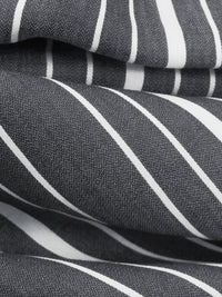 Black/White Rayon/Polyester Horizontal Stripe Weave Shirting - NY Designer - 61W