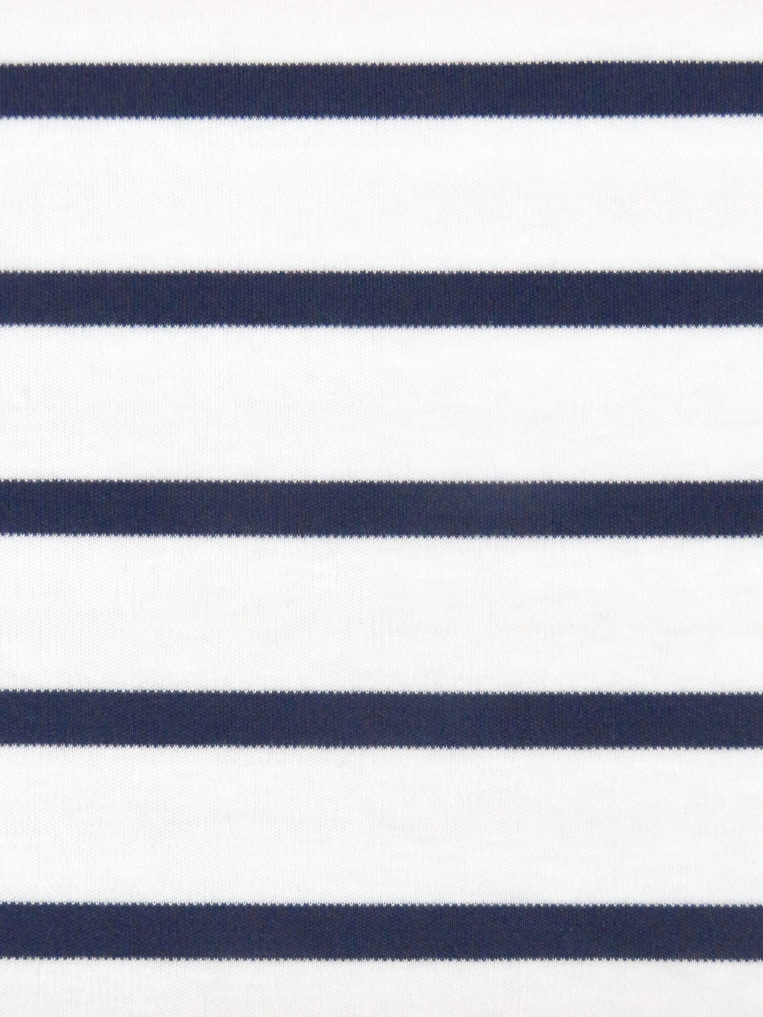 White/Muted Navy Cotton/Polyester Horizontal Stripe Interlock Knit 62W