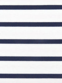 White/Muted Navy Cotton/Polyester Horizontal Stripe Interlock Knit 62W