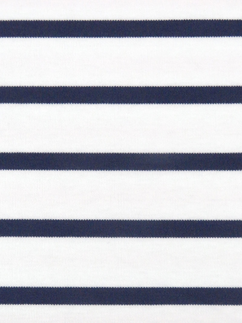 White/Muted Navy Cotton/Polyester Horizontal Stripe Interlock Knit 62W