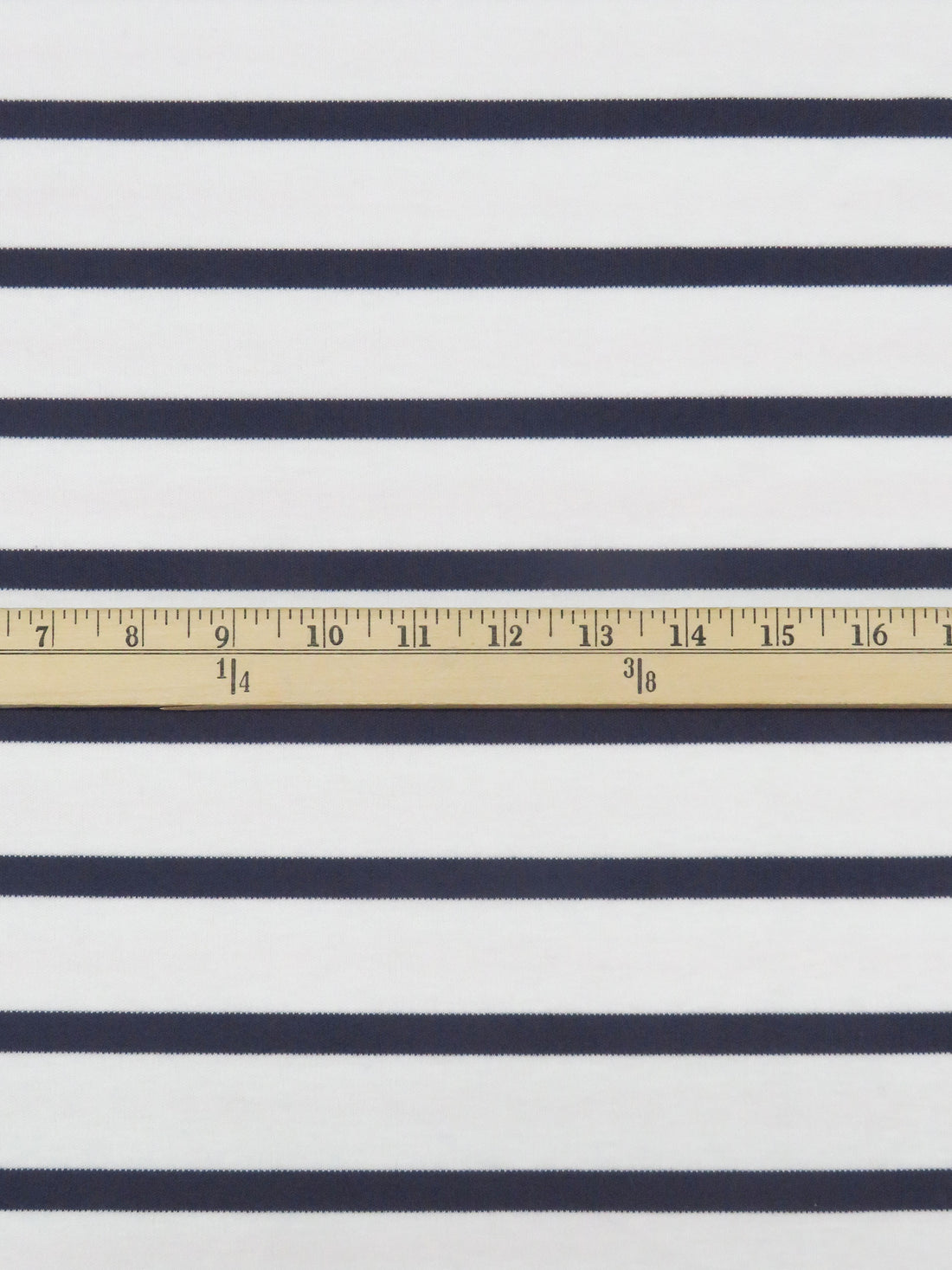 White/Muted Navy Cotton/Polyester Horizontal Stripe Interlock Knit 62W