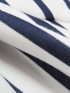 White/Muted Navy Cotton/Polyester Horizontal Stripe Interlock Knit 62W