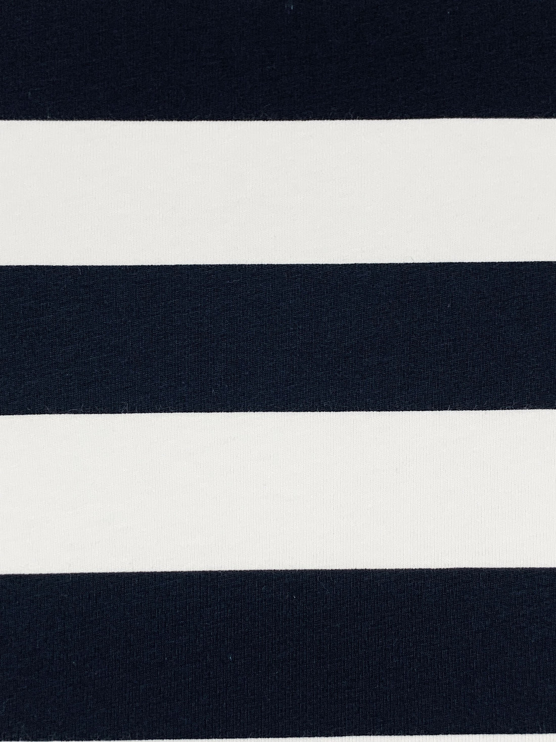 Dark Muted Navy/White Cotton/Lycra Horizontal Stripe Jersey Knit 60W