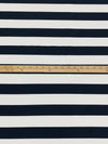 Dark Muted Navy/White Cotton/Lycra Horizontal Stripe Jersey Knit 60W