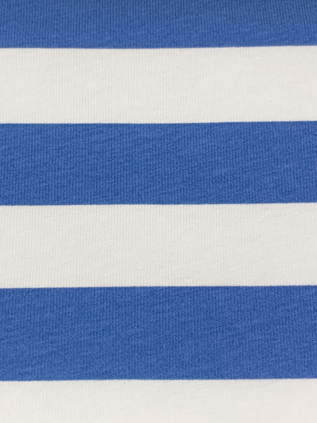 Azure Blue/White Cotton/Lycra Horizontal Stripe Jersey Knit 70W