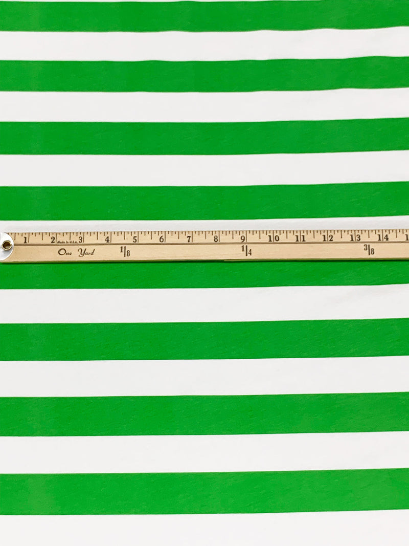 Napier Green/White Cotton/Lycra Horizontal Stripe Jersey Knit 70W