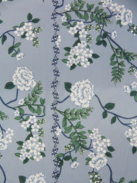 SOLD BY THE PANEL ONLY - Light Blue/Nature Green/White/Queen Blue 100% Polyester Floral Print Charmeuse 55W