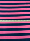 Midnight Navy/French Pink Cotton/Lycra Horizontal Stripe Print Jersey Knit 60W