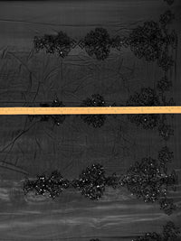 Black 100% Silk Embroidered Single Border Sequin Design Chiffon - NY Designer - 52W