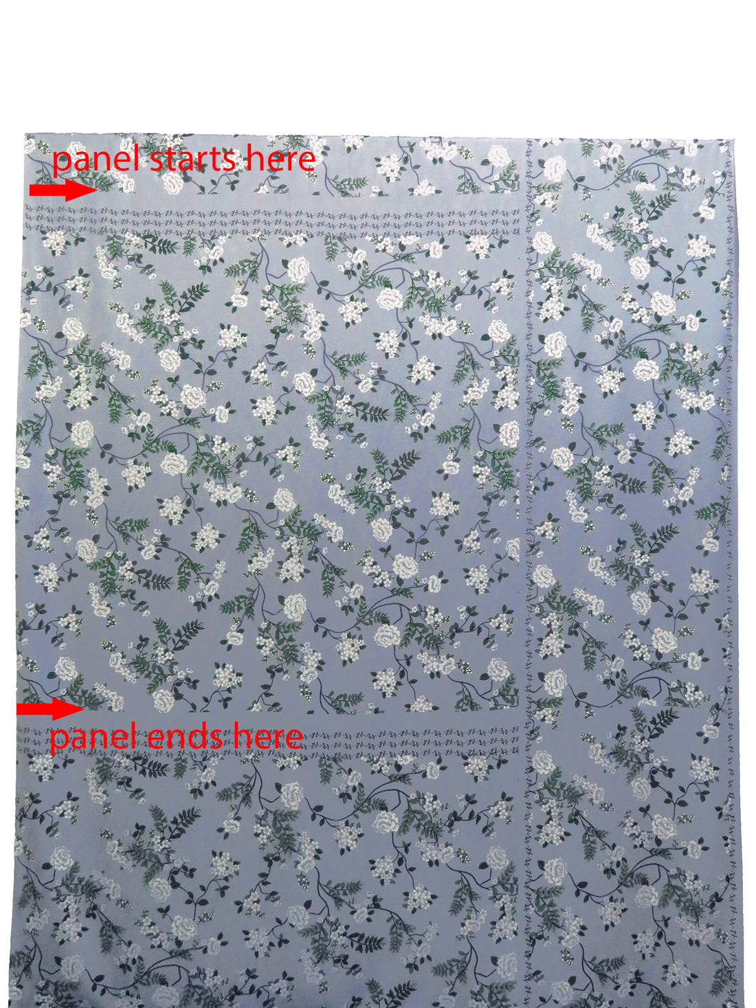 SOLD BY THE PANEL ONLY - Light Blue/Nature Green/White/Queen Blue 100% Polyester Floral Print Charmeuse 55W
