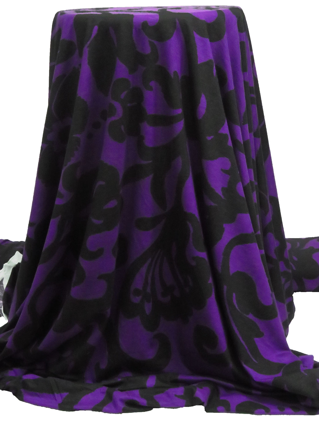 Dark Vivid Purple/Black Rayon/Lycra Large Floral Print Jersey Knit 64W
