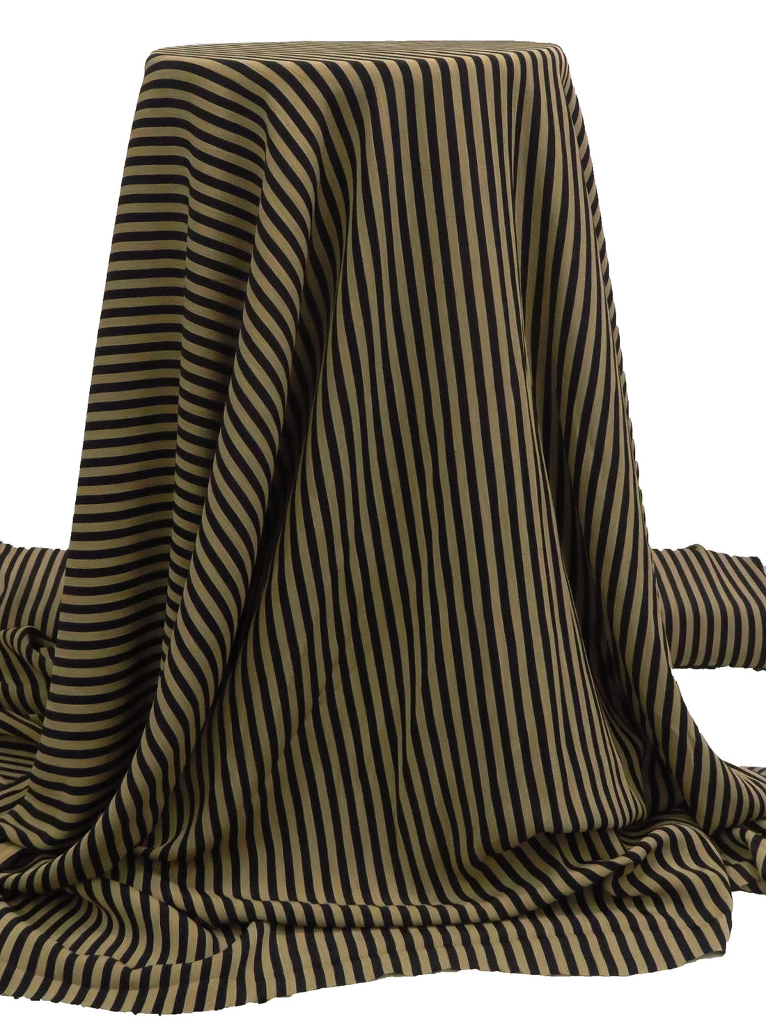 Sand Brown/Black Rayon/Acetate Vertical Stripe Weave Blouse Weight Woven 60W