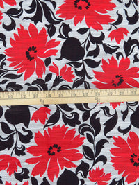 Vivid Red/Black/White Rayon/Nylon Slubbed Voile 56W