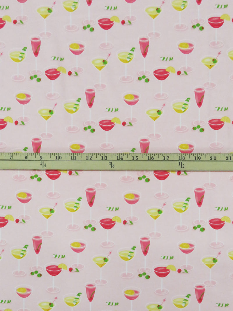 Pink Lemonade/Kelly Green/Paradise Pink/Multi Organic Cotton/Lycra Mixed Drinks Print Jersey Knit - NY Designer - 60W