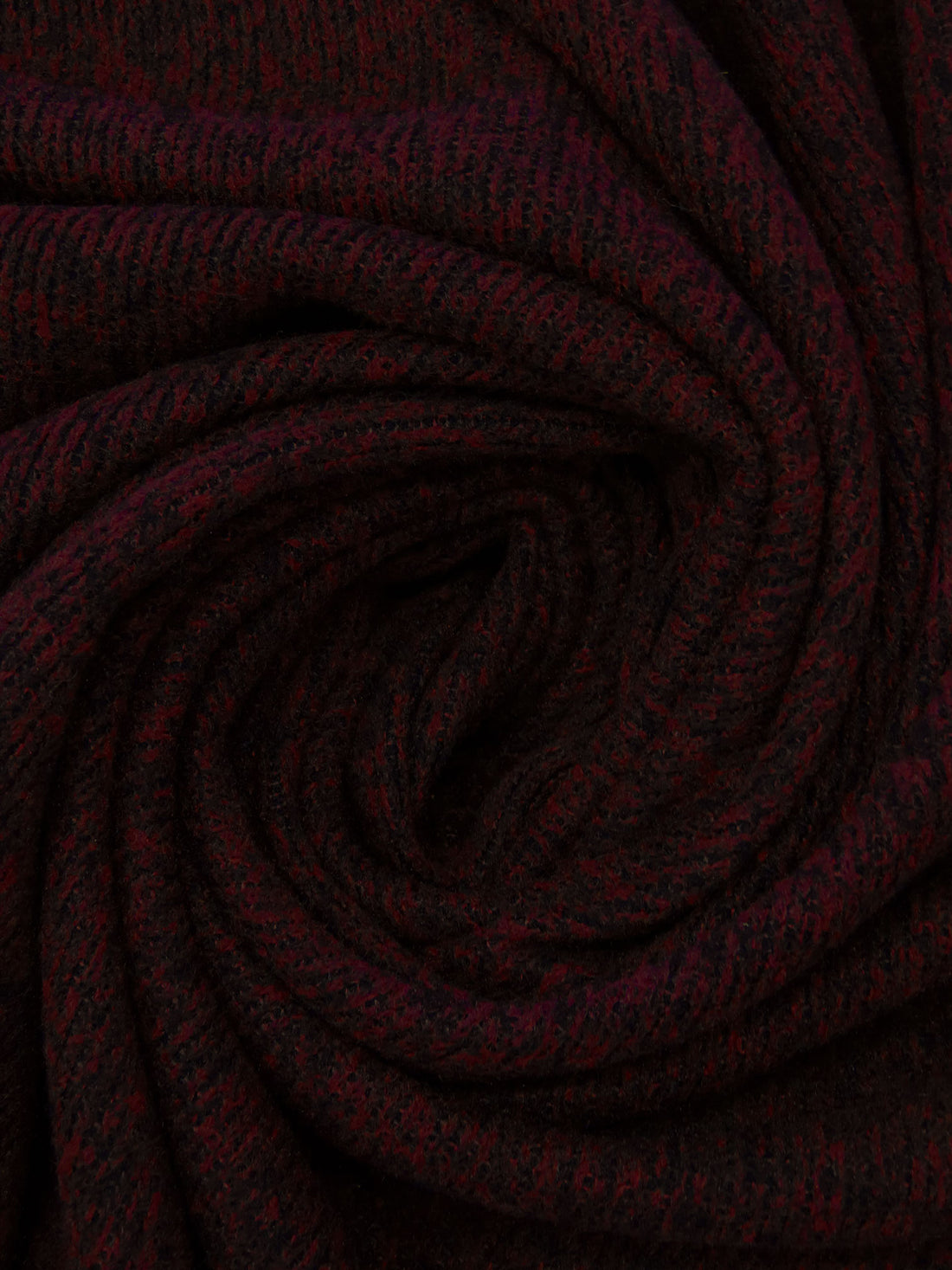 Dark Maroon/Black 100% Polyester Heathered Rib Sweater Knit 57W