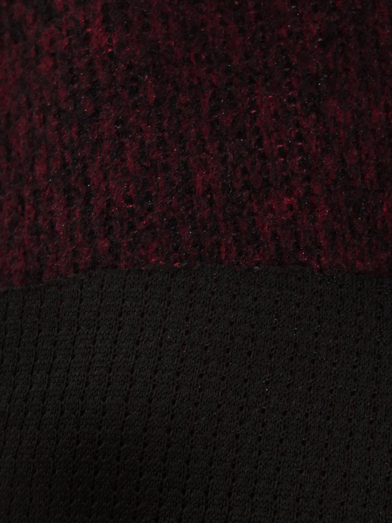 Dark Maroon/Black 100% Polyester Heathered Rib Sweater Knit 57W