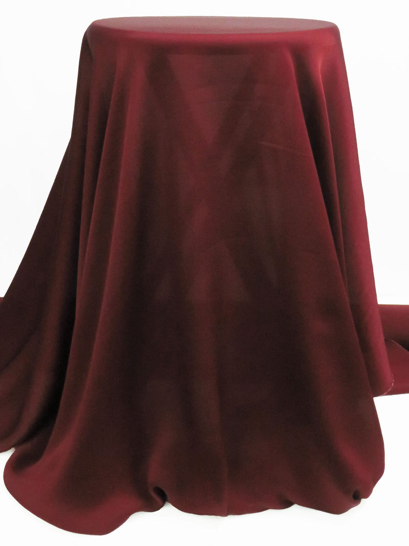 Dark Ruby 100% Silk Satin-Faced Chiffon - NY Designer - 52W
