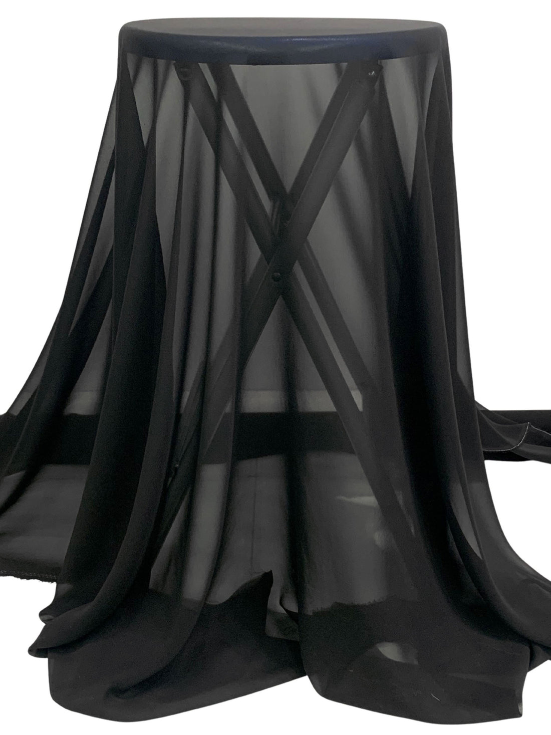 Black 100% Silk Chiffon - NY Designer - 53W