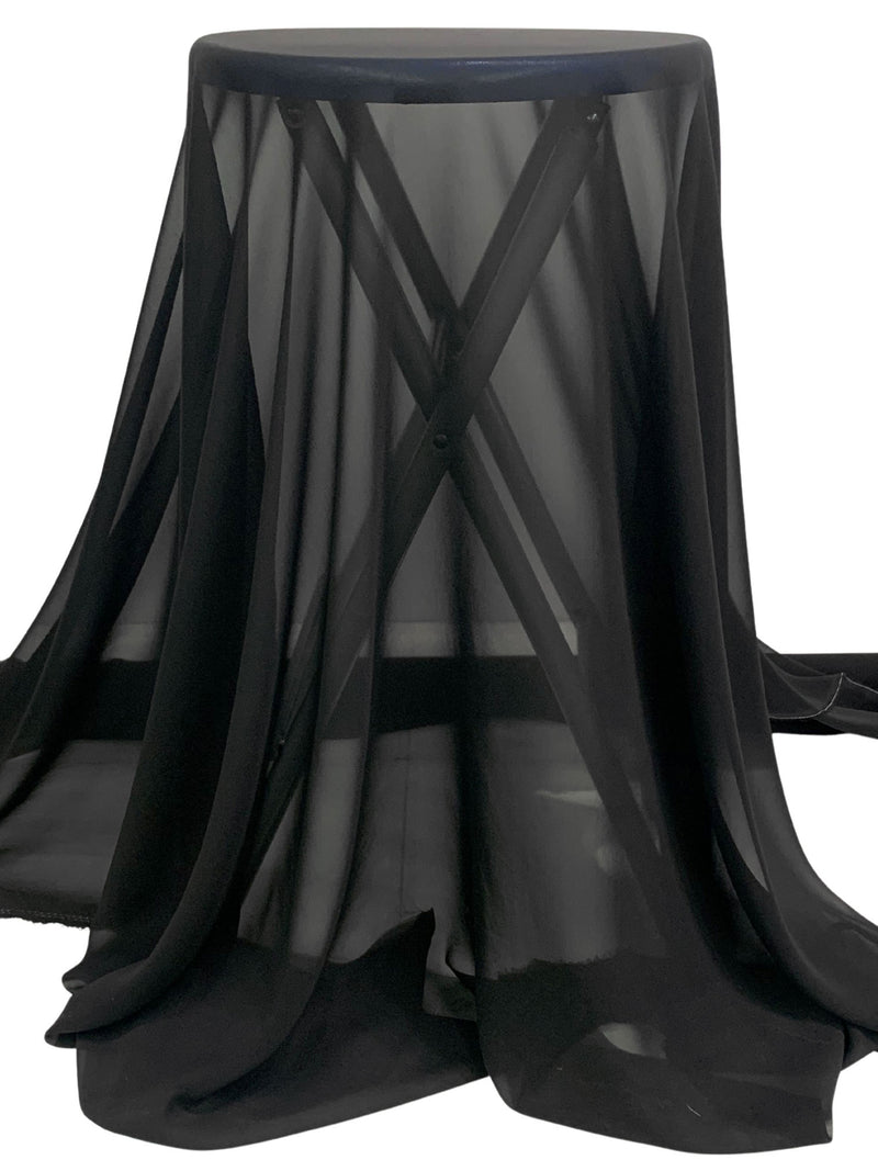 Black 100% Silk Chiffon - NY Designer - 53W