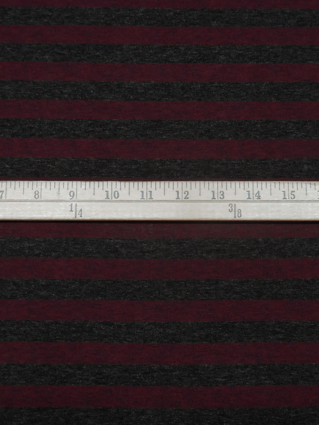 Midnight Burgundy/Dark Charcoal Gray 100% Rayon Horizontal Stripe Weave Tissue Jersey Knit 65W