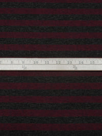 Midnight Burgundy/Dark Charcoal Gray 100% Rayon Horizontal Stripe Weave Tissue Jersey Knit 65W