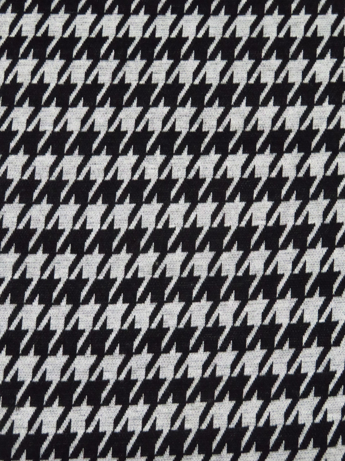 Black/Light Gray 100% Polyester Large Houndstooth Weave Double Knit 56W