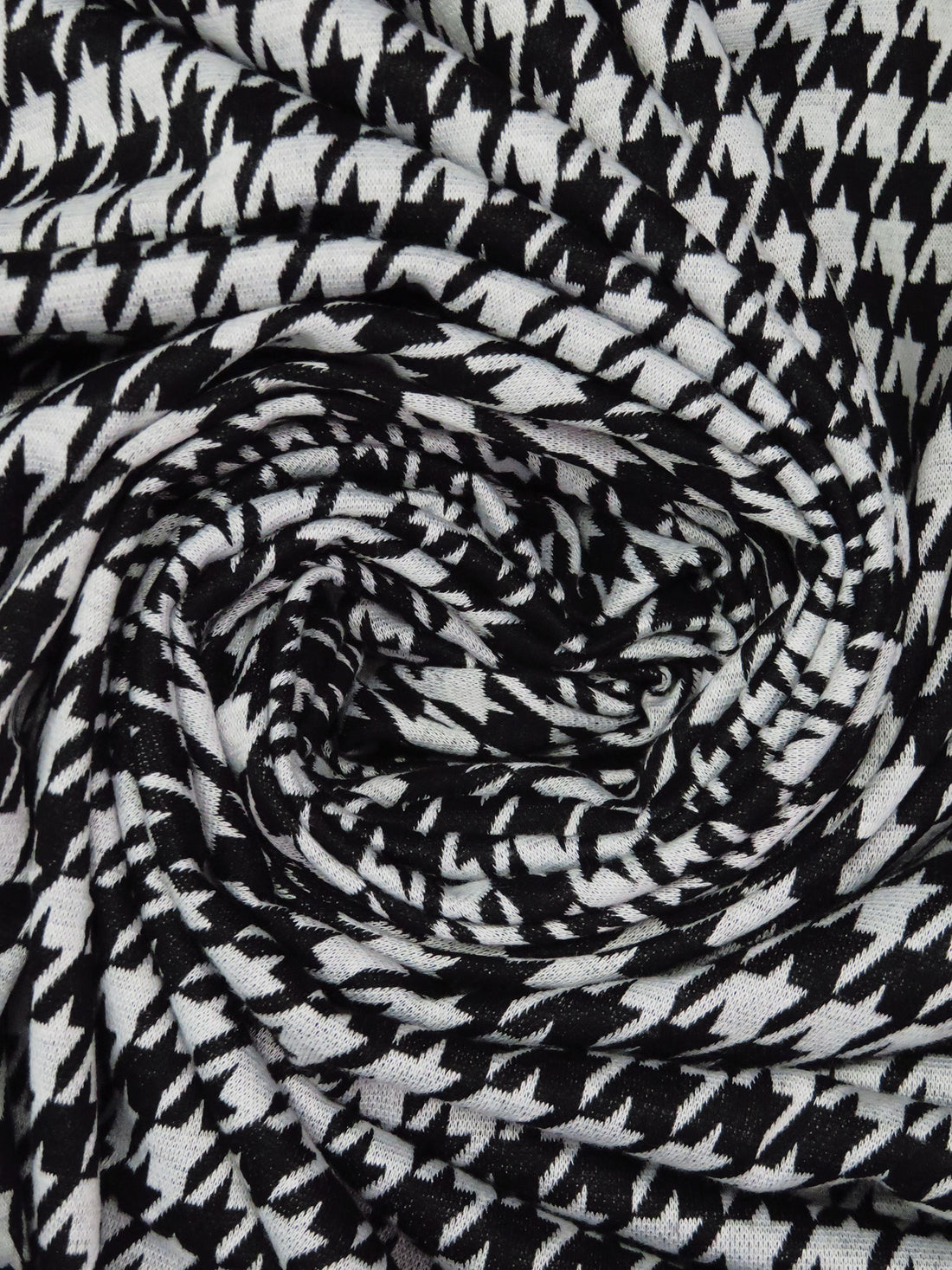 Black/Light Gray 100% Polyester Large Houndstooth Weave Double Knit 56W