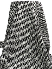 Black/Warm White Rayon/Nylon/Lycra Geometric Print Stretch Bengaline Suiting 58W