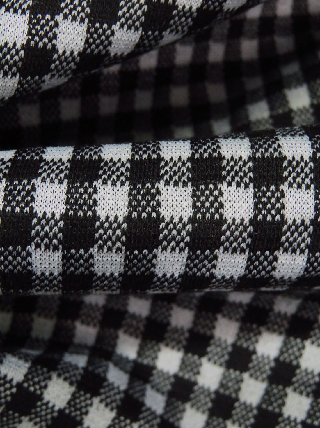 Black/Light Gray 100% Polyester Check Weave Double Knit 56W