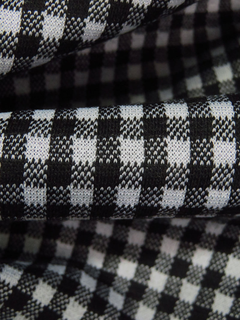 Black/Light Gray 100% Polyester Check Weave Double Knit 56W